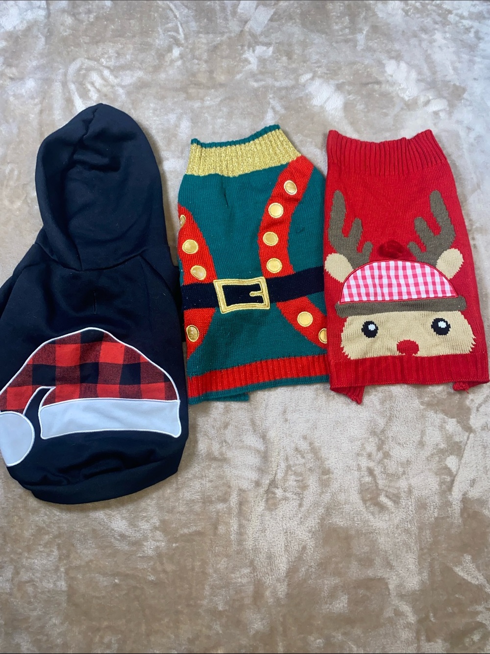 Dog bundke of 3 Christmas sweaters size medium